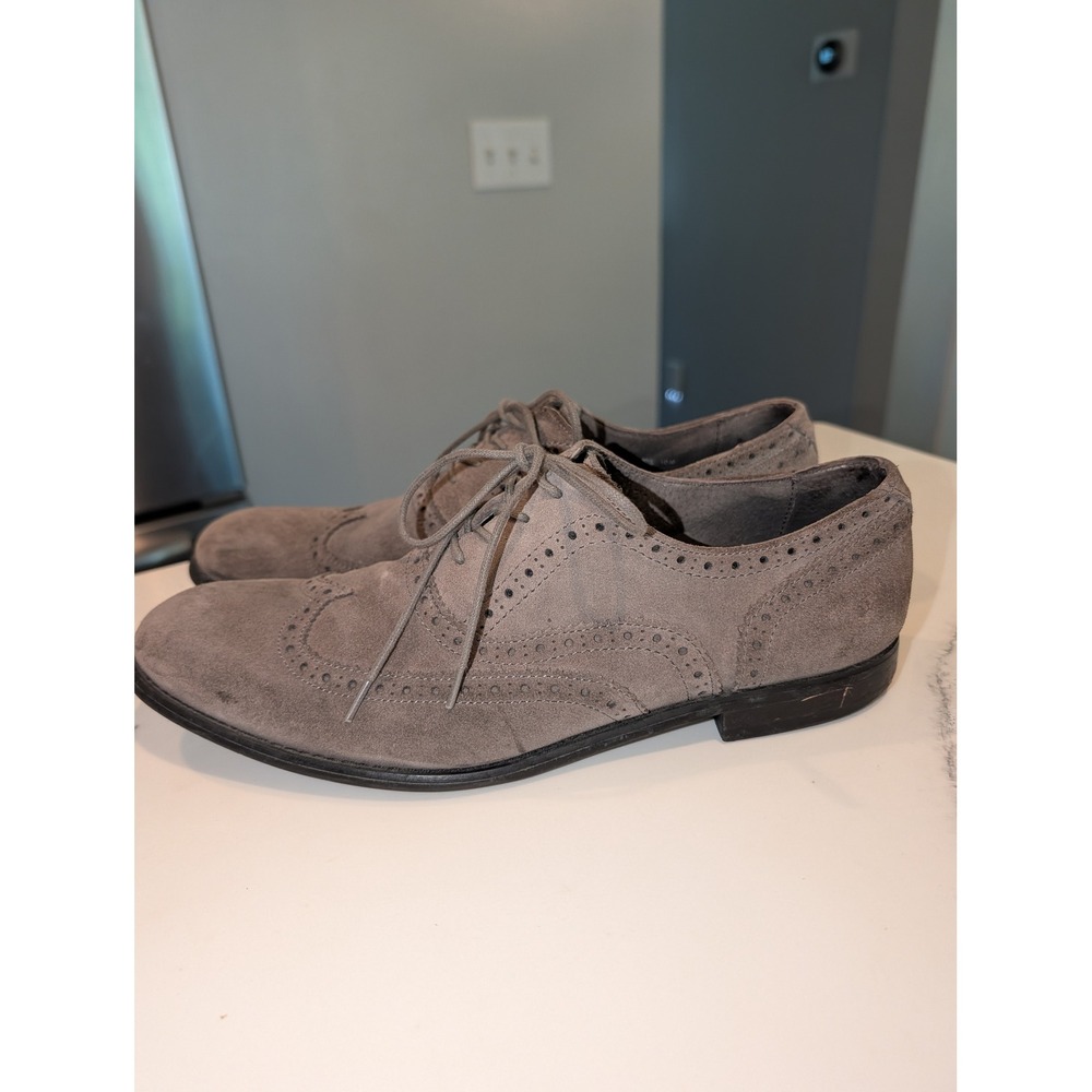 John Varvatos USA Gray Suede Wingtip Oxfords Dark Academia Men's